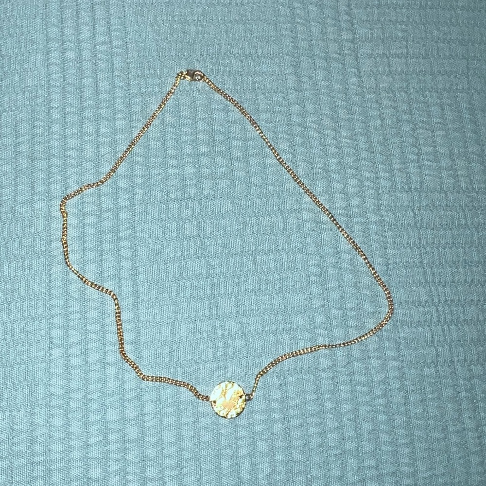 gold plated necklace Chocker with hammered imperfect circle